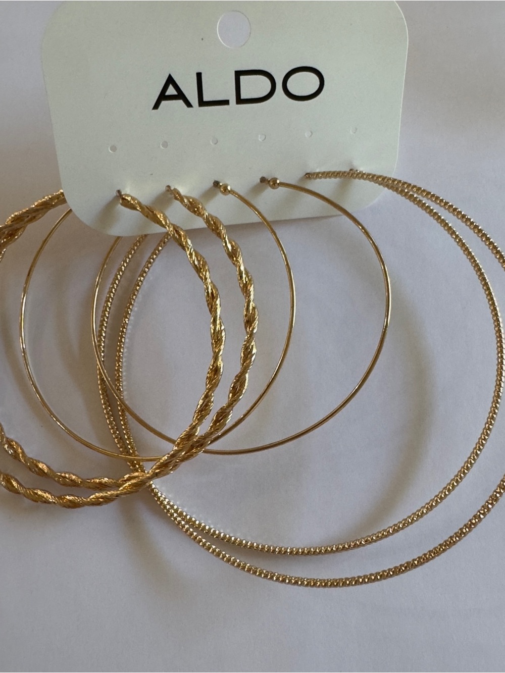 ALDO Gold Multi-Texture Hoop Earring Set - Picture 3 of 3